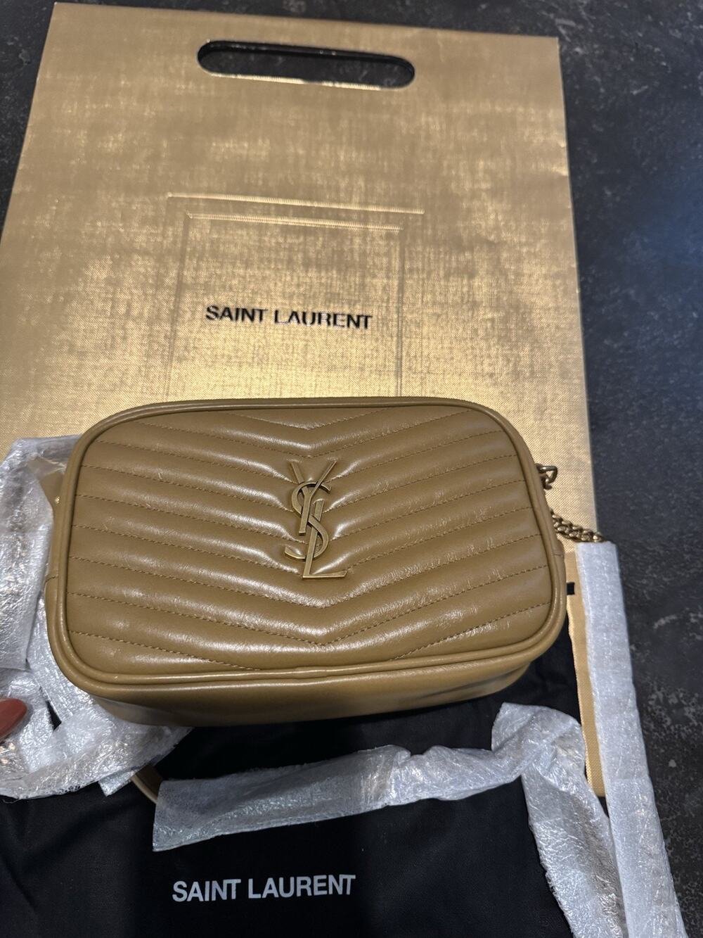Yves Saint Laurent Lou Camera Bag Matelasse Chevron Leather Mini - tabac brown
